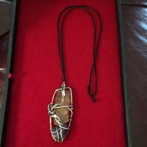 Sterling signed ES Artisan necklace natural stones